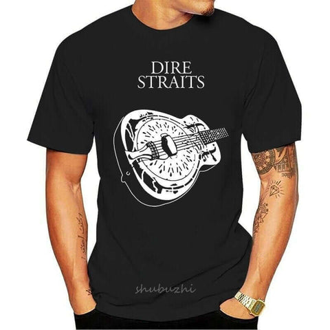 Hsuail Dire Straits Band Guitar Logo T-Shirt