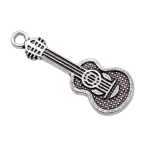 Antique Silver Guitar Charms pendant