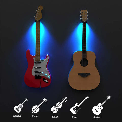 Guitar wall hanger with LED light