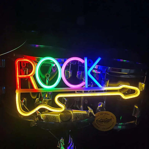 Guitar Rock and Roll Neon Sign