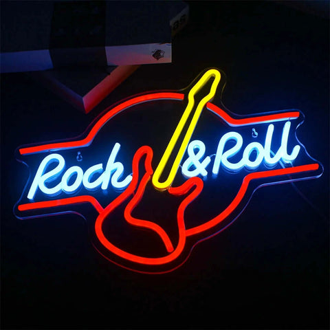 Rock Roll Guitar Neon Signs