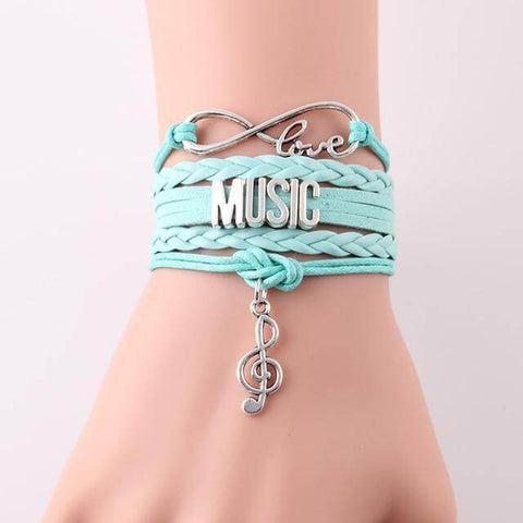 Music symbol leather bracelet