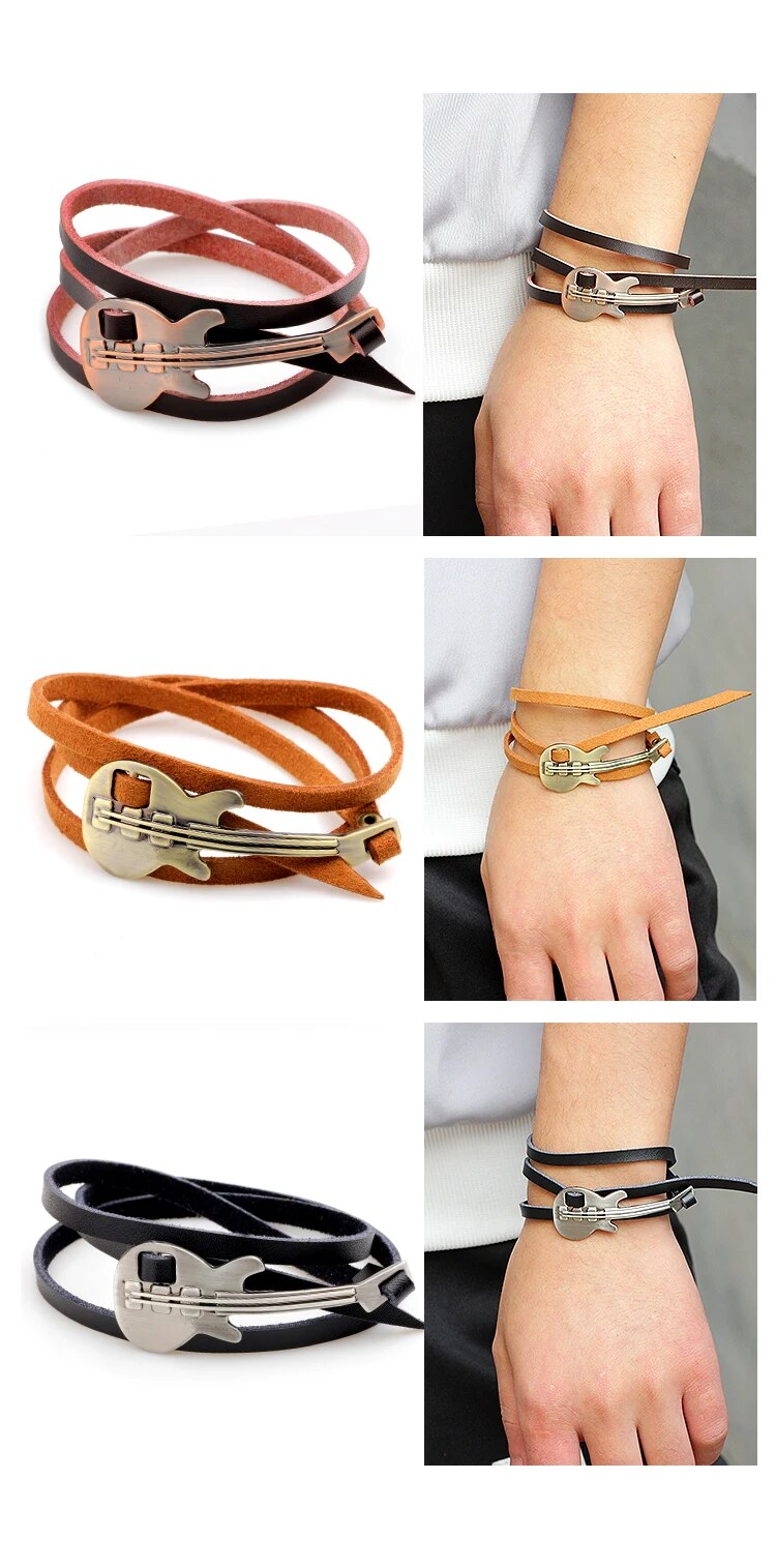 Fashion Vintage Multilayer Guitar Leather Bracelet