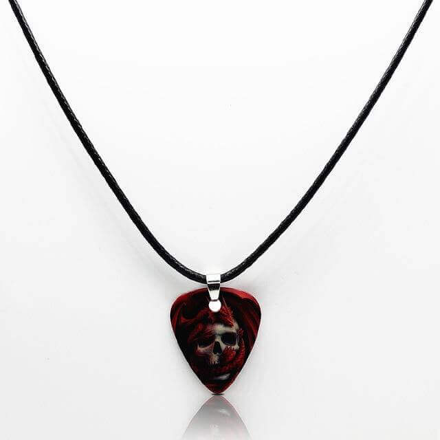 Guitar pick necklace with free shipping guitarmetrics Skull A 