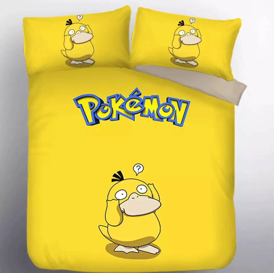 Pokemon Psyduck 8 Duvet Cover Quilt Cover Pillowcase Bedding Set