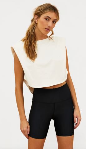 White Cropped Muscle Tee