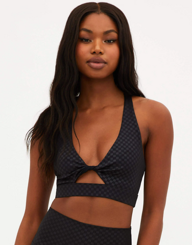 Black checkered sports bra