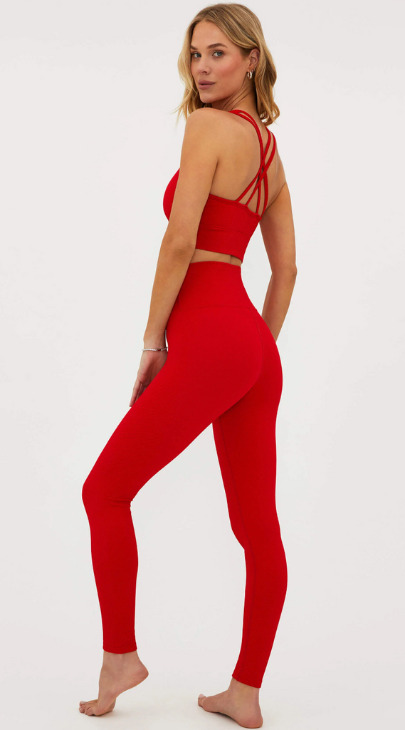 Red waffle activewear set