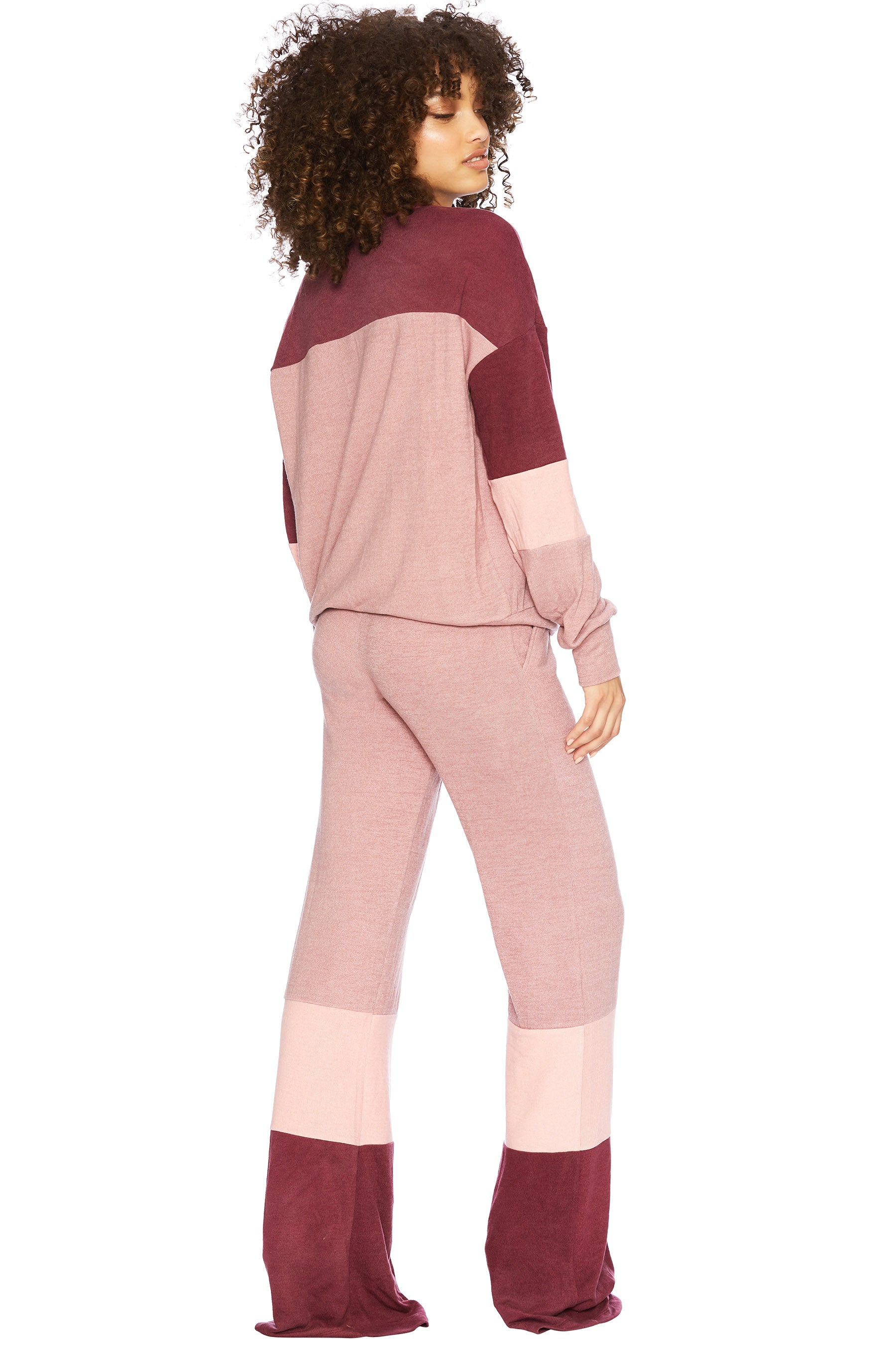 Riot Lounge Pant Burgundy Colorblock