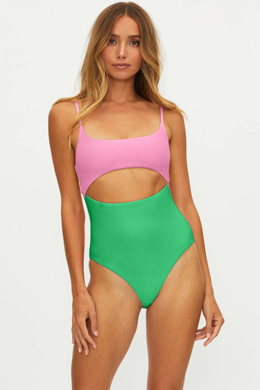 Summer Beach Party Modern Pastel Color Shamrock One Piece Swimsuits Print  Swimwear Adjustable Spaghetti Straps Monokini… in 2023