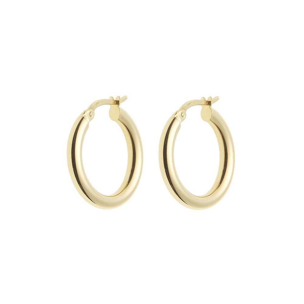 14K Gold Plated Textured Metal Hoop Earrings