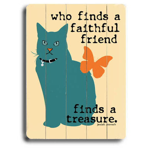Faithful Friend Cat Wood Sign