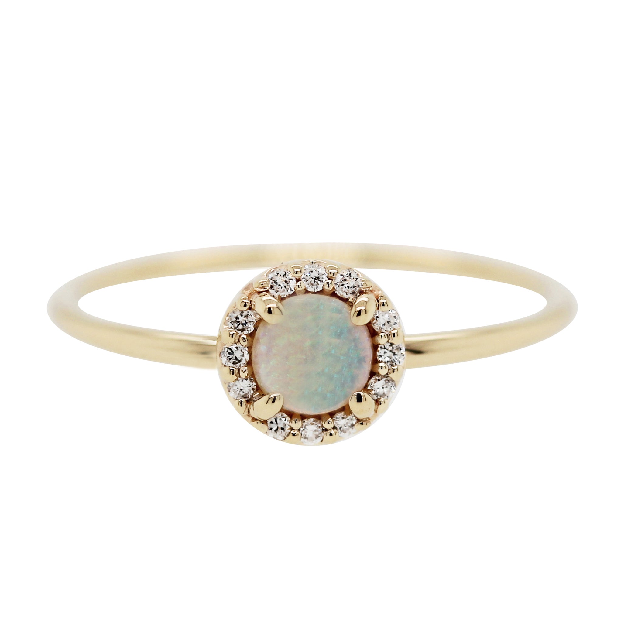 14K ROUND OPAL WITH DIAMONDS RING – LUMO