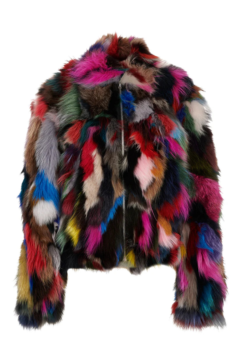 Sandy Fox Fur Biker Jacket