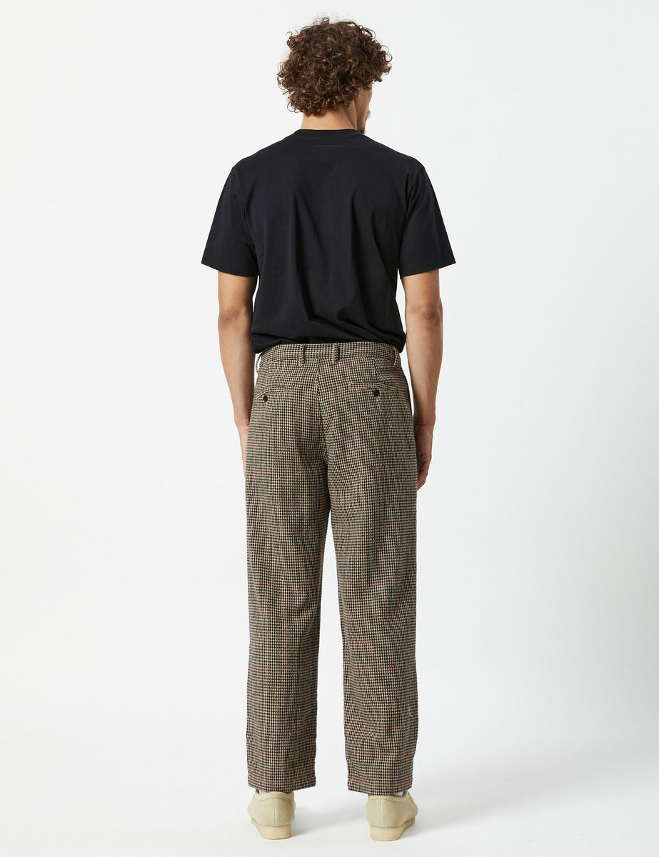 Brooklyn Pleated Pant - Natural Houndstooth