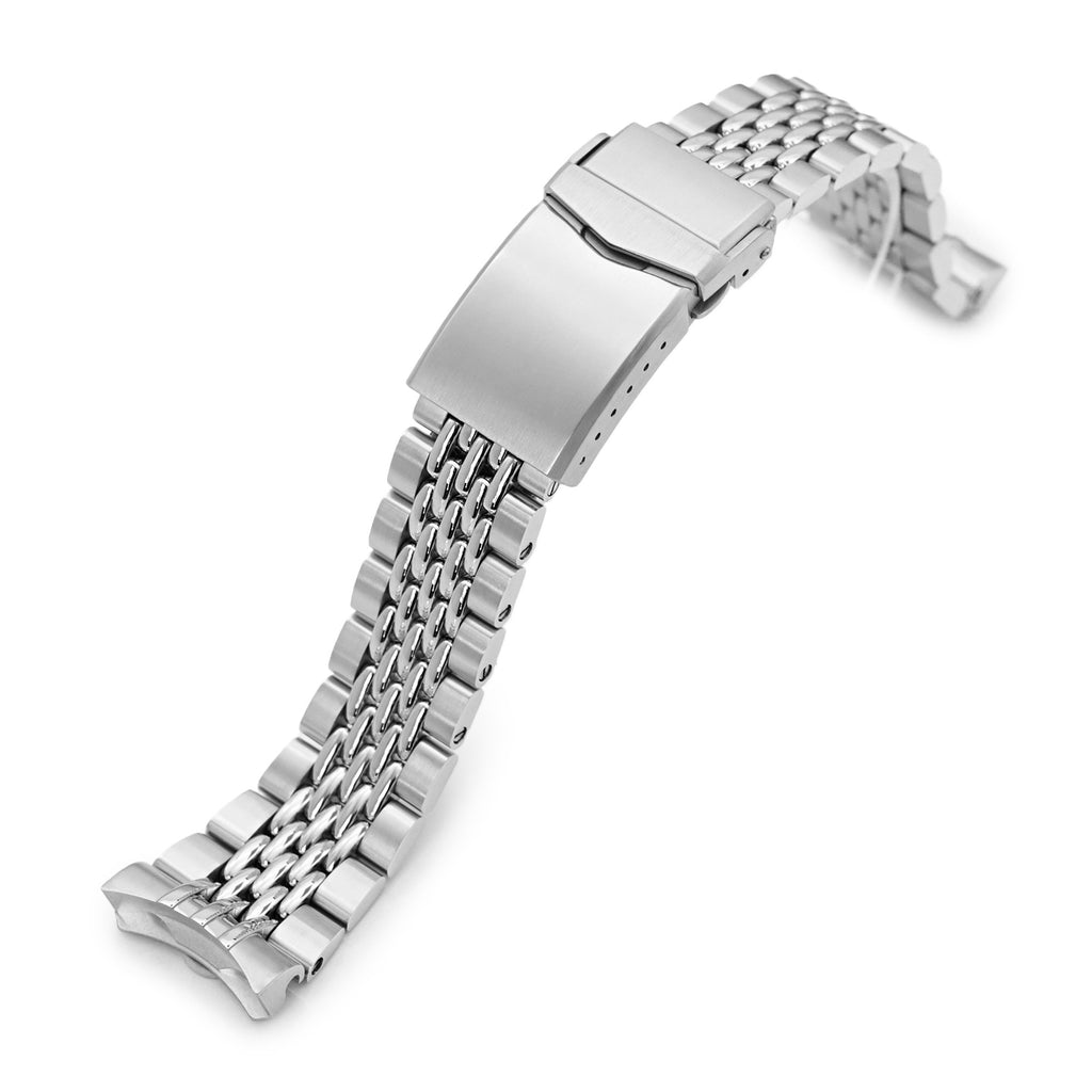 22mm Goma BOR Watch Band for Seiko SKX007, 316L Stainless Steel Brushed and  Polished V-Clasp | Taikonaut watch band