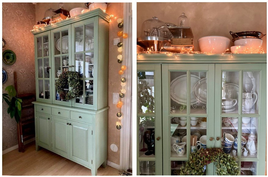 Painting the customer cabinet green with paint from the Trim paint series.