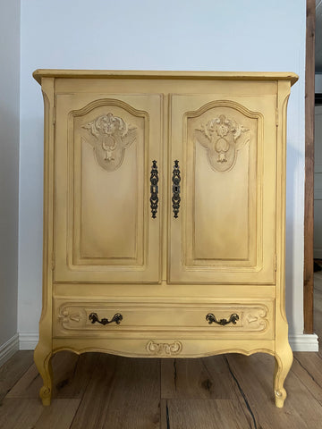 Hot as Mustard painted yellow dresser Frenchic Paint Finland.