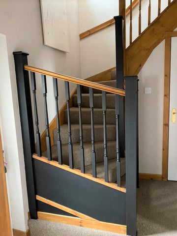 Painted pine stairs with black Blackjack Frenchic Paint