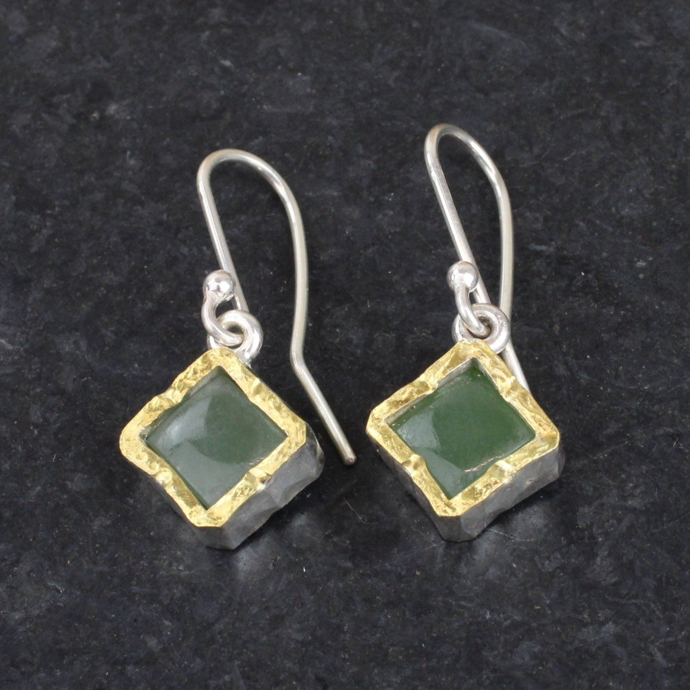 Pounamu earrings - square gold