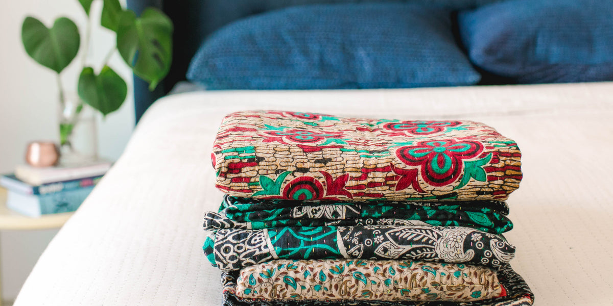 Cotton Kantha Throw Blankets | Our Classic, Bestseller — dignify