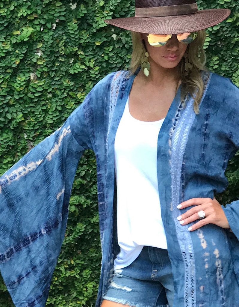 Runway Vagabond Alanis Tie Dye Duster/Cardigan in Blue | Stylish Long ...