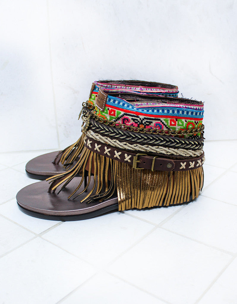 EMONK IBIZA Luxury Custom Made Boho Sandals in Brown | SIZE 37 – SWANK
