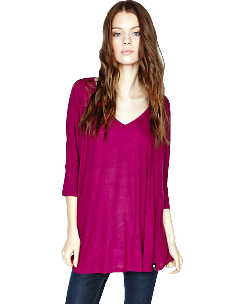 Michael Lauren Dylan 3/4 V-Neck Draped Tee | Shop Swank – SWANK