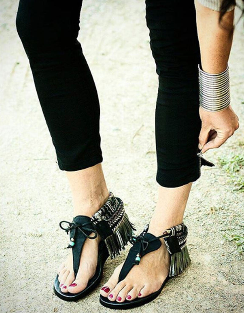 boho black sandals