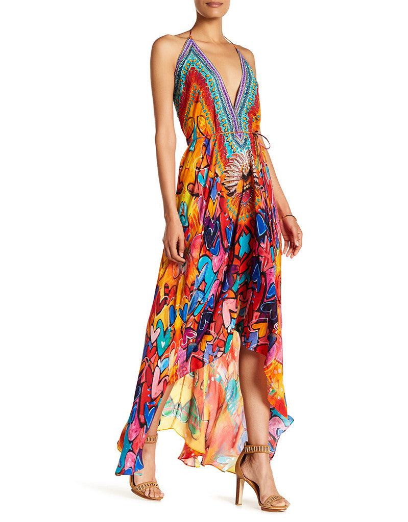 Shahida Parides Heart 2 Heart 3 Way Style Long Dress in Merlot | SWANK