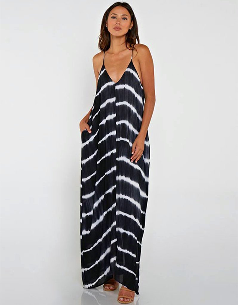 tie dye maxi dress with pockets