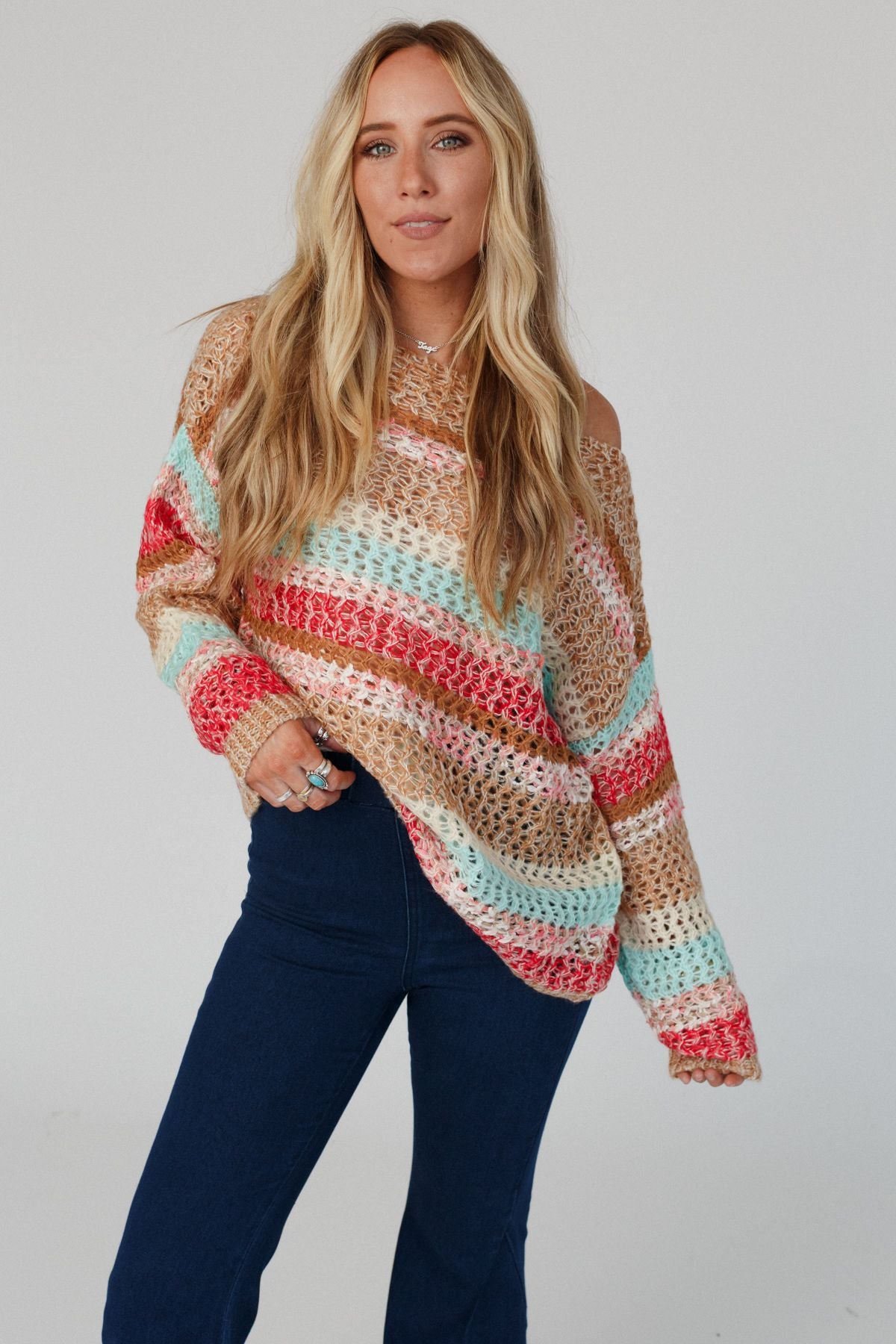 Happy Place Striped Sweater Top - Camel | Three Bird Nest