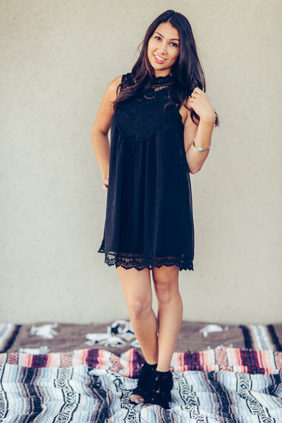 Black high neck dress