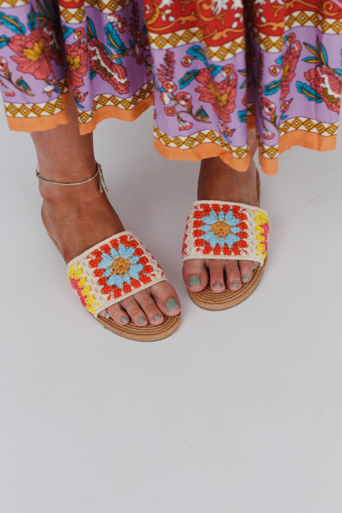 Crochet Away Slide Sandals - Beige