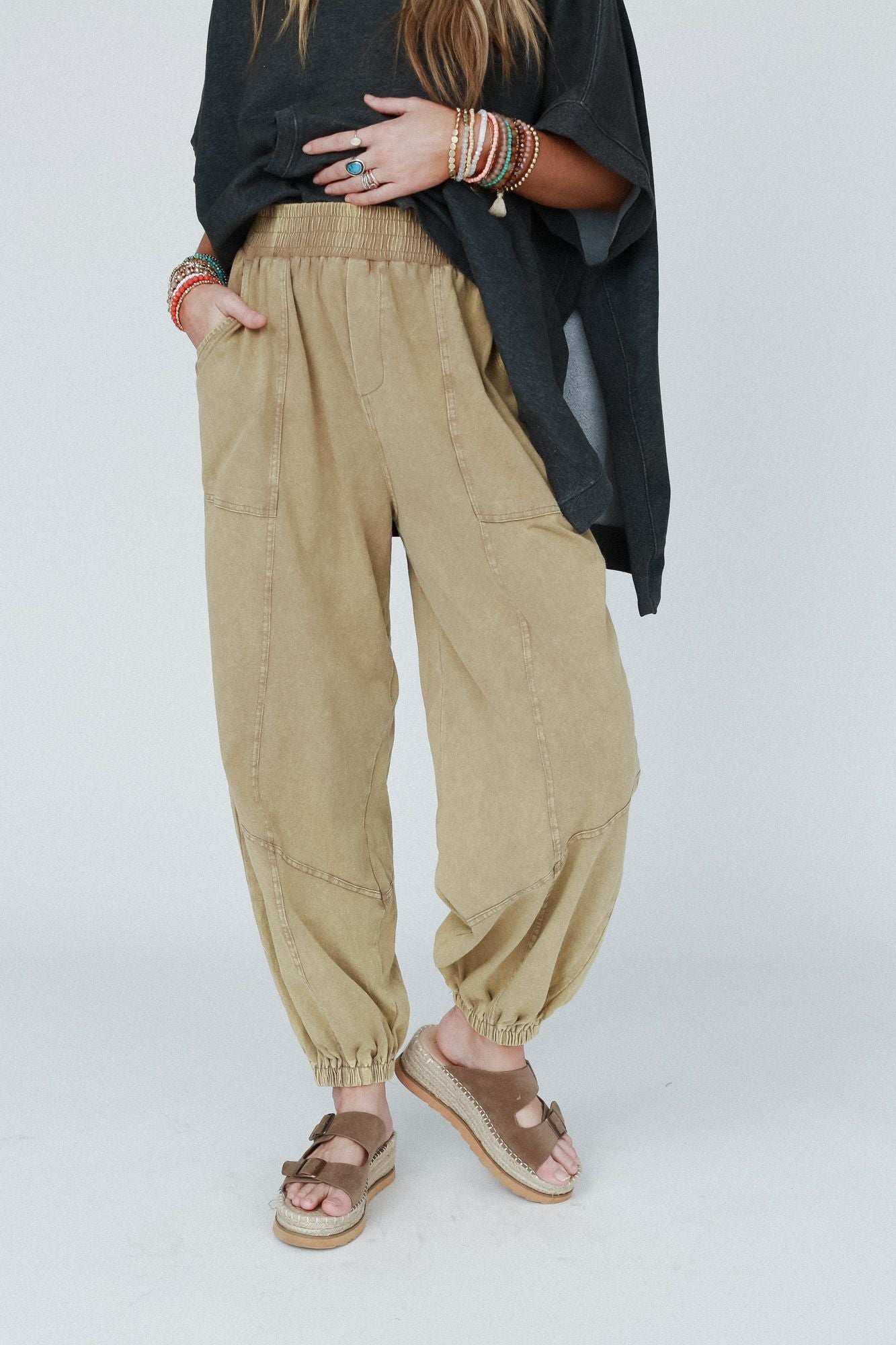 Tranquil Tide Jogger Pants - Taupe | Three Bird Nest