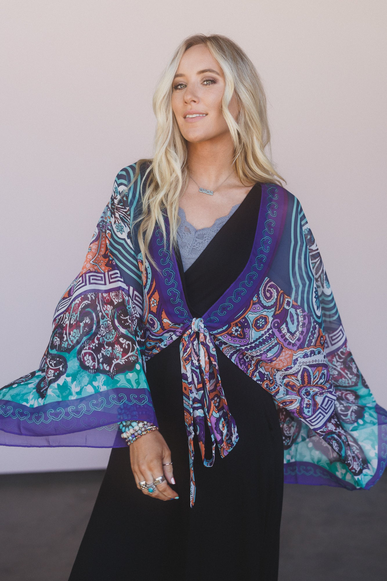Blooming Mosaic Wrap - Blue Multi