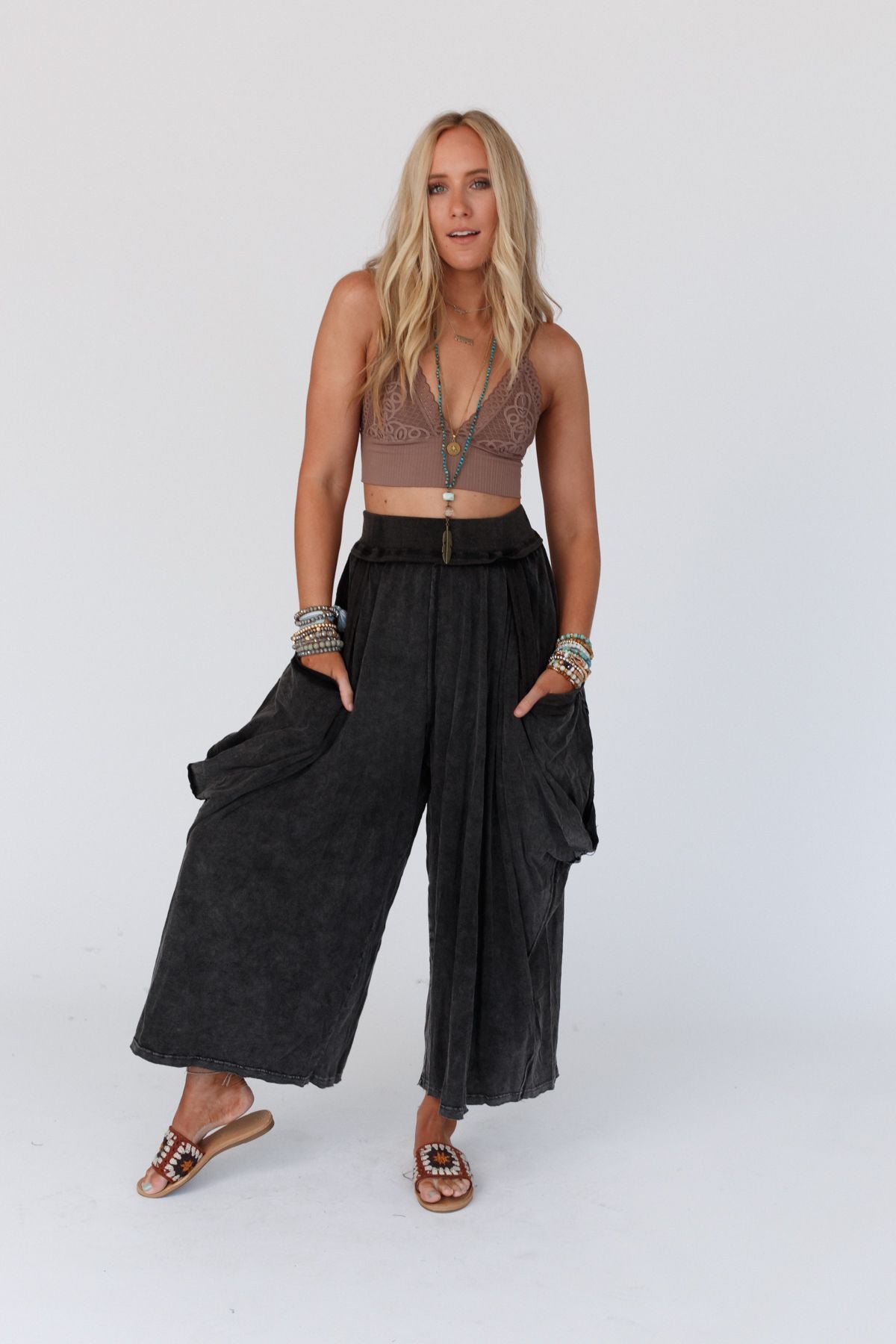 3/4 Harem Pants black