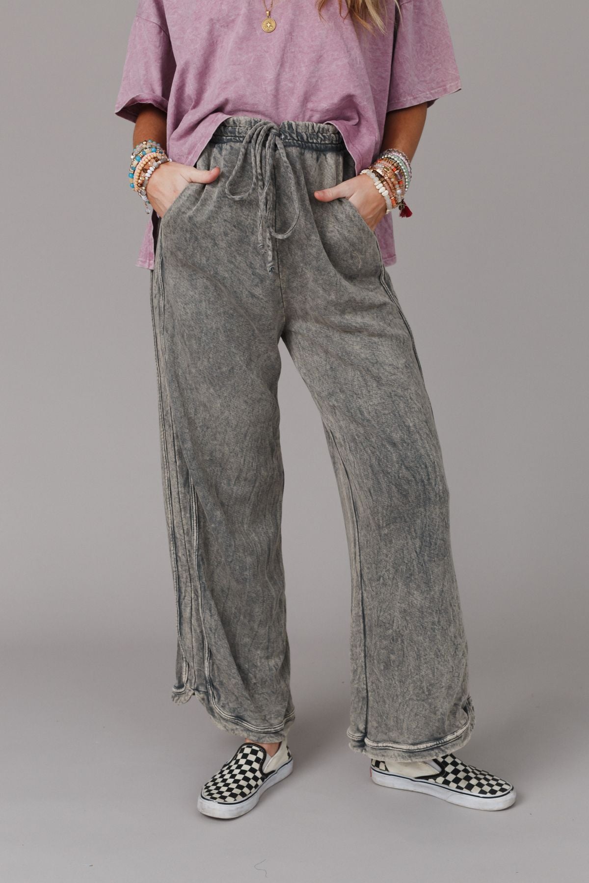 So Comfy Wide Leg Pant Petite Length - Charcoal