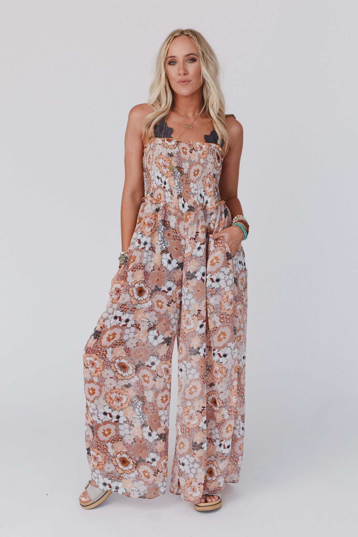 Time to Shine Jumpsuit - Taupe  Floral print jumpsuit, Comfortable  fashion, Jumpsuit fitted