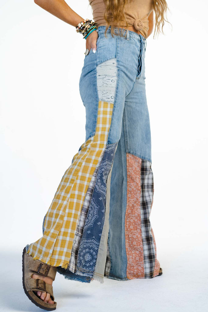 Magnolia Patchwork Jeans - Washed Denim