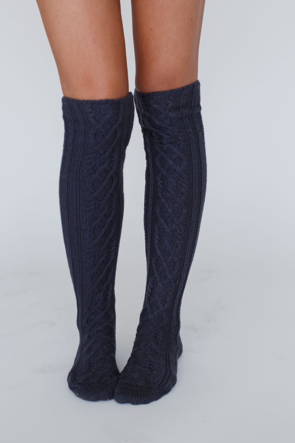 Cable Weave Knee High Sock - Milk