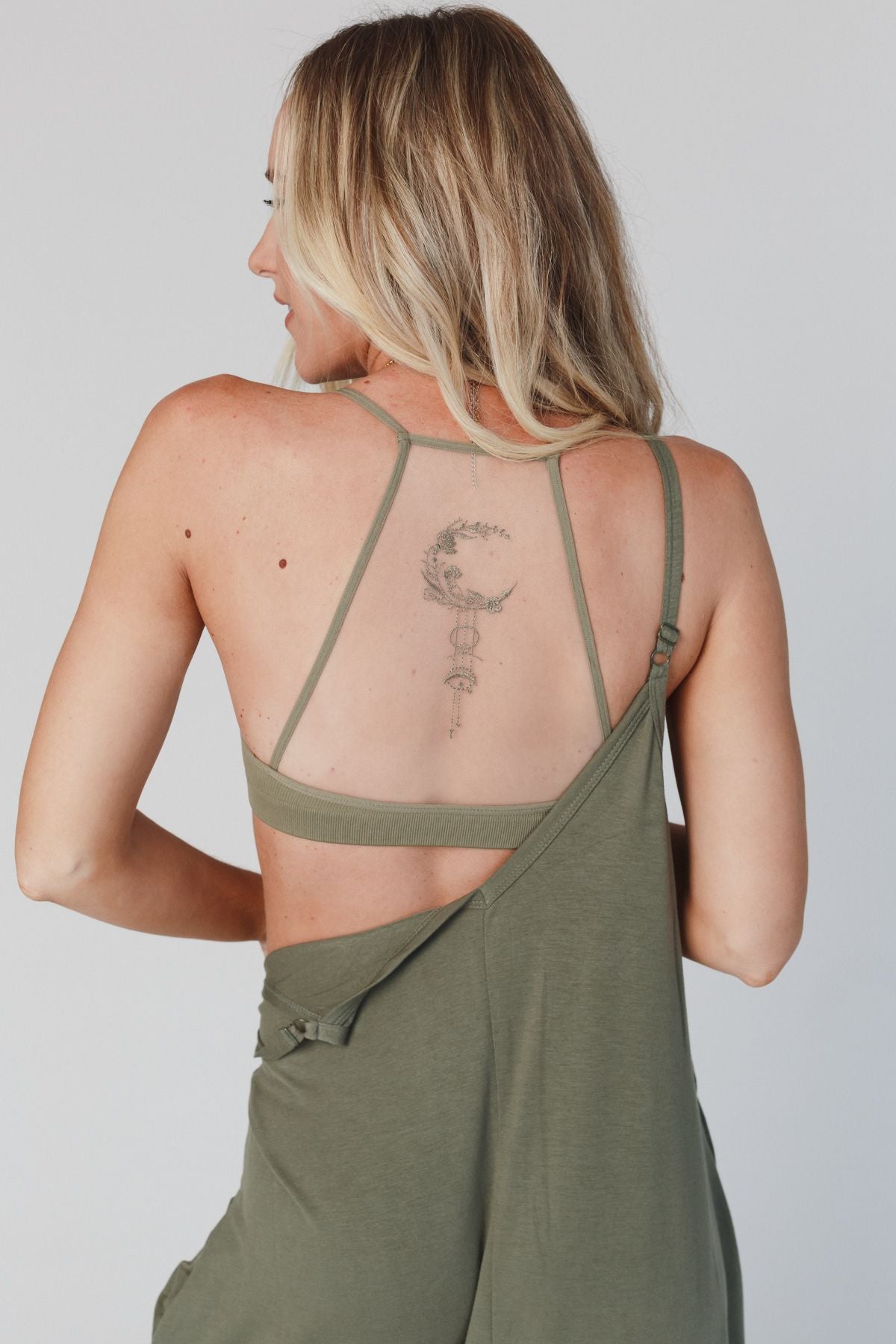 Crescent Moon Tattoo Bralette - Black