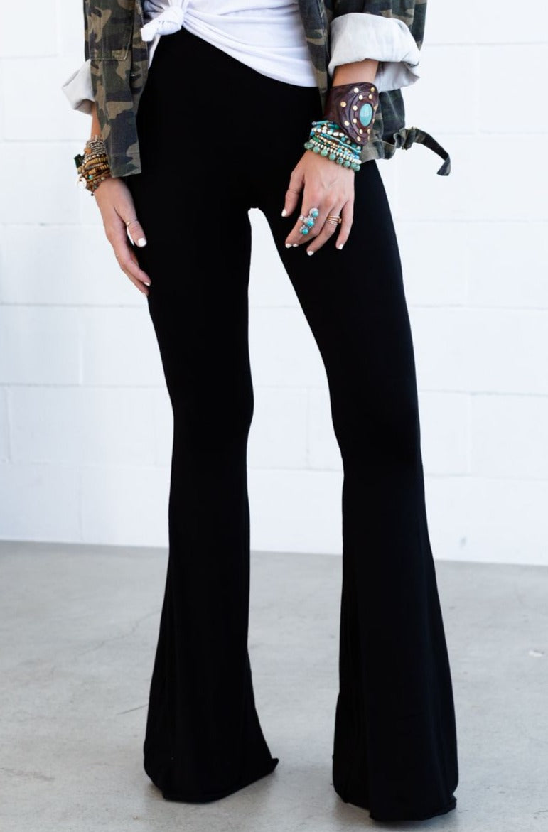 Cher Solid Flare Pants - Black  Outfits with leggings, Flare pants, Boho  pants