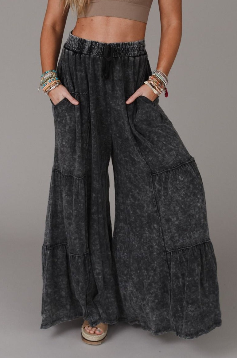 Called A Dreamer Washed Wide Leg Pant - Black | Three Bird Nest