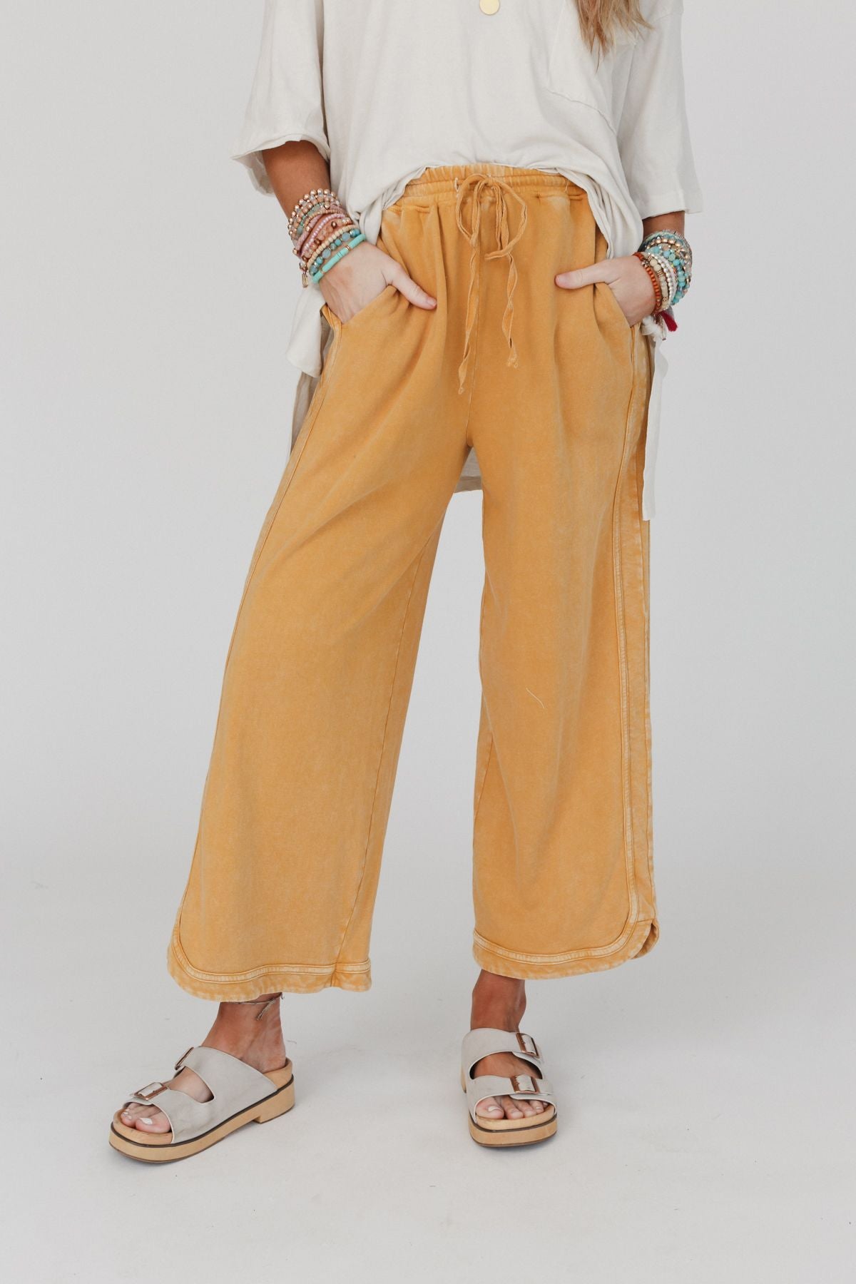 Wide leg midi pants citron  Trendy Tops - Lush Fashion Lounge