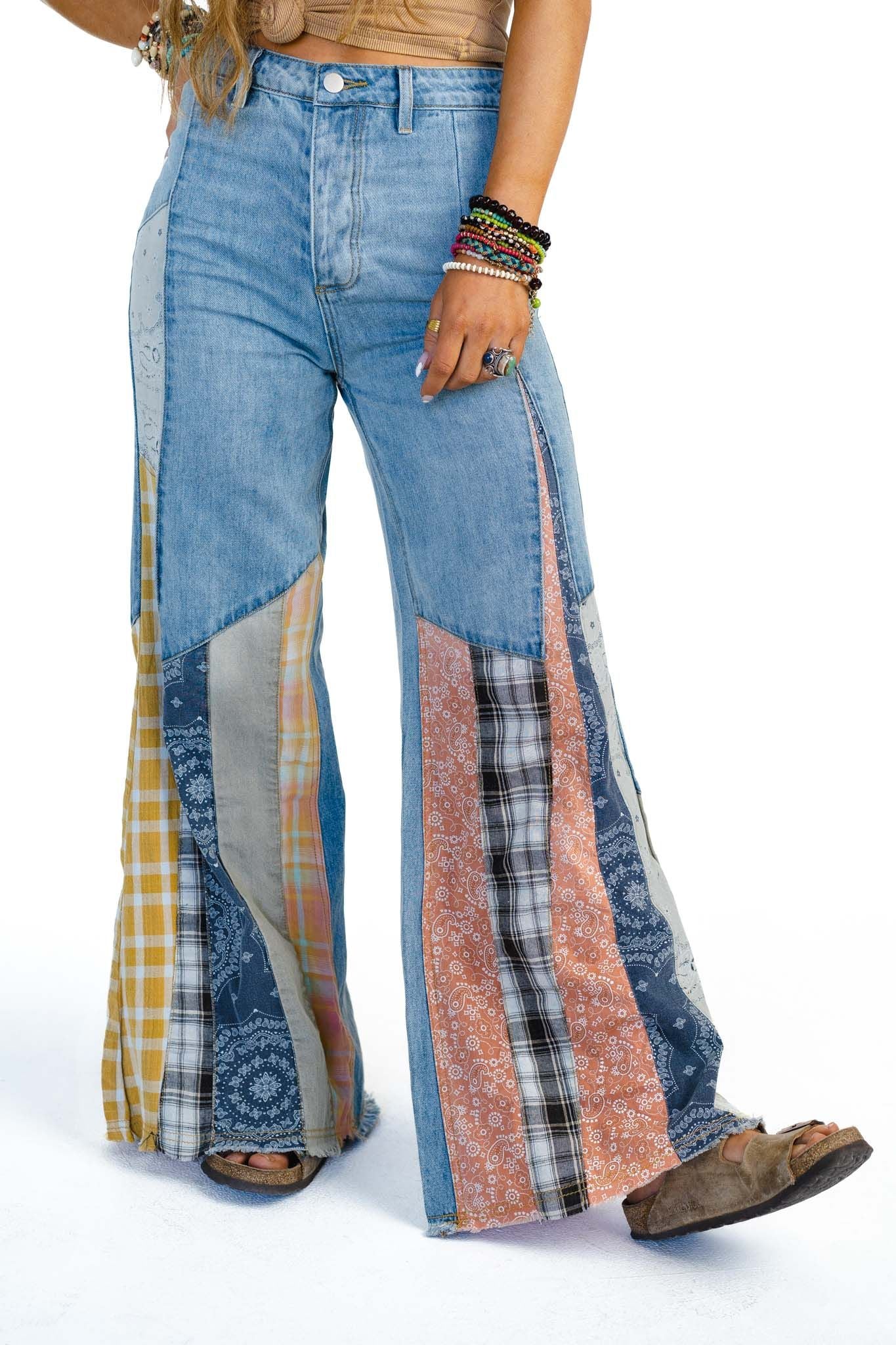 Magnolia Patchwork Jeans - Washed Denim