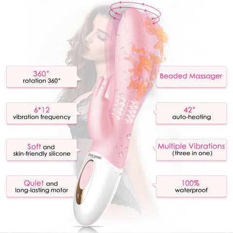 Erocome - Hydra Heat Rotating Rabbit Vibrator(Pink)