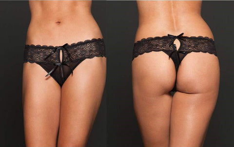 iCollection - Open Crotch Mesh Thong Queen (Black)