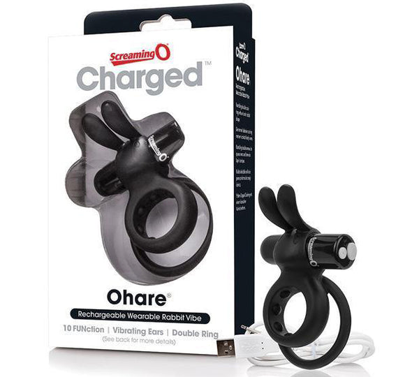 The Screaming O - Charged Ohare Rechargeable Wearable Rabbit Cock Ring (Black)