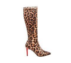 Betsey Johnson Vidal Leopard Print Zippered Closure Stiletto Heel Dress Boots